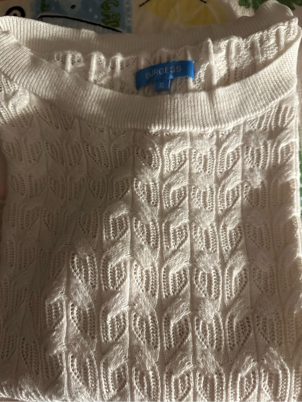 The Burgess Collection from Newport RI. Off White, lightweight Cable Cotton